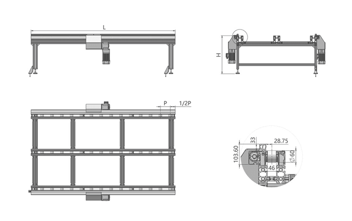 Heavy Duty Stackable Roller Conveyor Dimension1