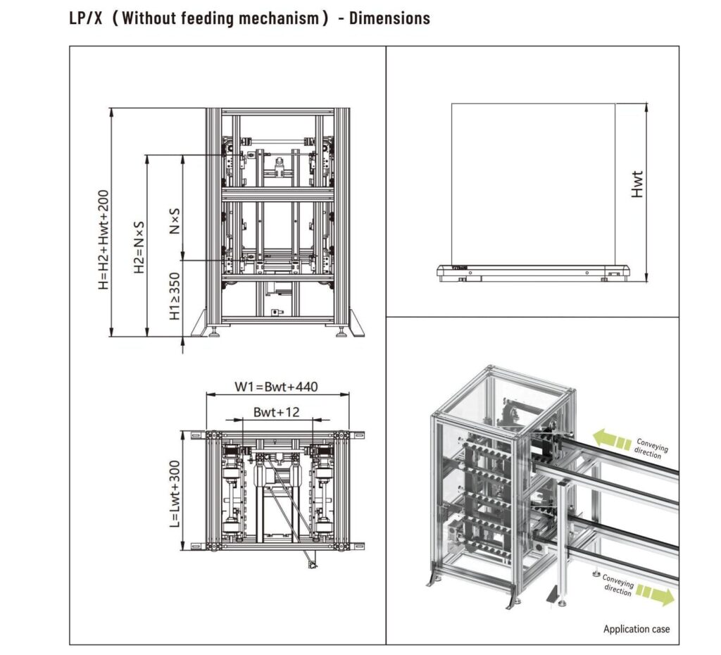 dimensions LPX Stepping Lifter WITHOUT FEEDING