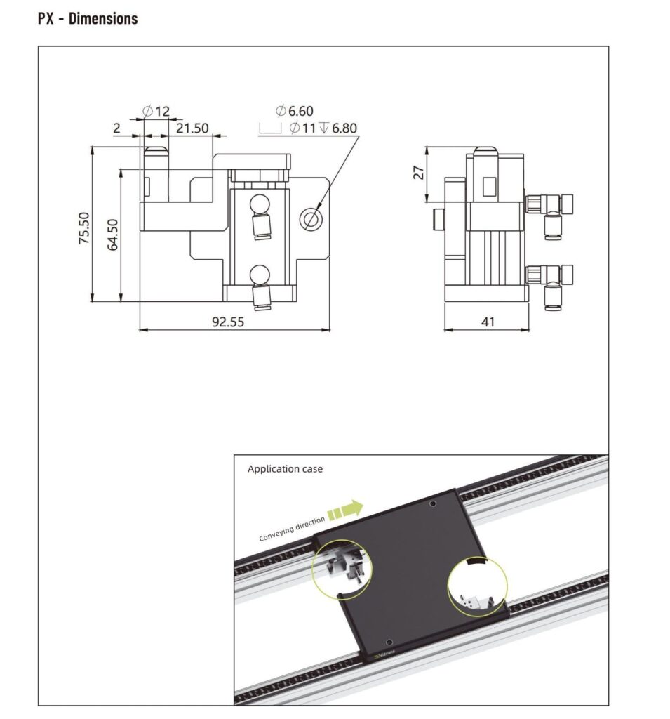 dimensions PX Non Lift Positioning Unit